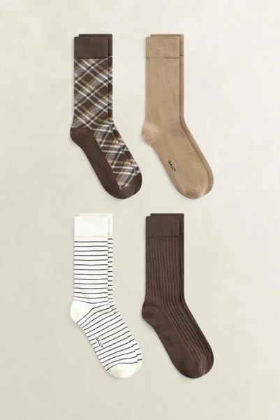Gant Unisex Brown 4-Piece Socks Gift Set