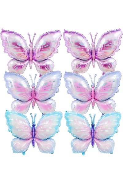 Generic 6Pcs Large Butterfly Balloons, 39 Inches Gradient Butterflies Foil My...