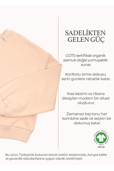Ozmoz By Mukadder Özden Organik Yavruağzı Kışlık Kısa Kesim Kız Çocuk Sweatshirt