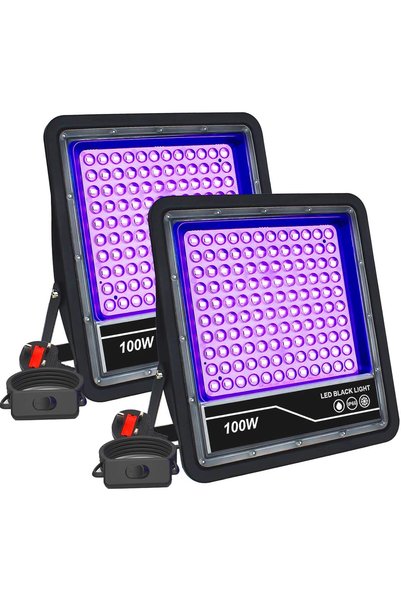 Generic 100W LED Black Light, 2 Pack UV Black Lights for Glow Party, IP66 Wat...