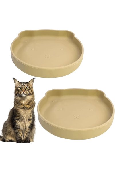 Generic Set of 2 Non-Slip Silicone Cat Food Bowls - Whisker Friendly, Relief ...