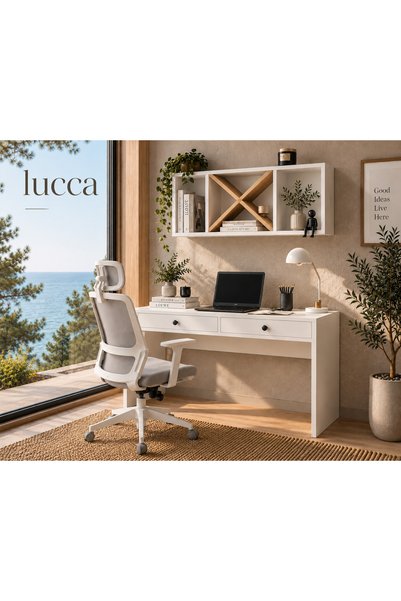 VENATTO lucca 2 çekmeceli,asma raflı ders çalışma masası(%100mdf)