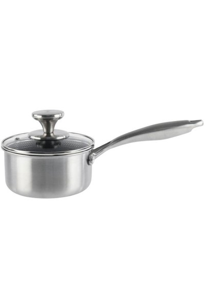 GRÜNBERG Cratita Inox cu Capac Sticla, 14 cm, 0.95 l, Invelis Antiaderent, Co...