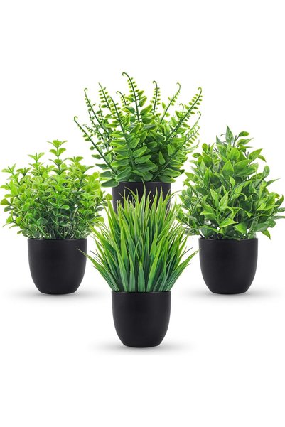 Generic Mini Artificial Potted Plants, 4 Packs Fake Plants Small Faux Eucalyp...