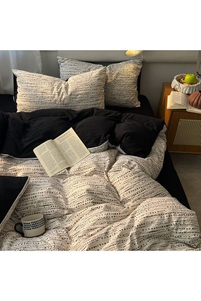 Generic Brand New Puff Yarn Black Series Simple Printed Bed Sheet Set -2.0 Me...