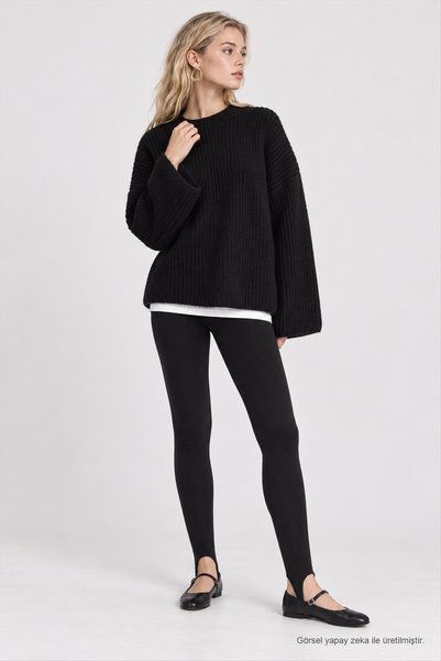Lovelyİstanbul Selanik Knitted Oversize Sweater Lkr0002 Black