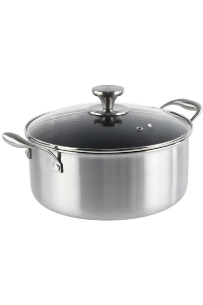 GRÜNBERG Cratita Inox cu Capac Sticla, 28 cm, 6.10 l, Invelis Antiaderent, Co...