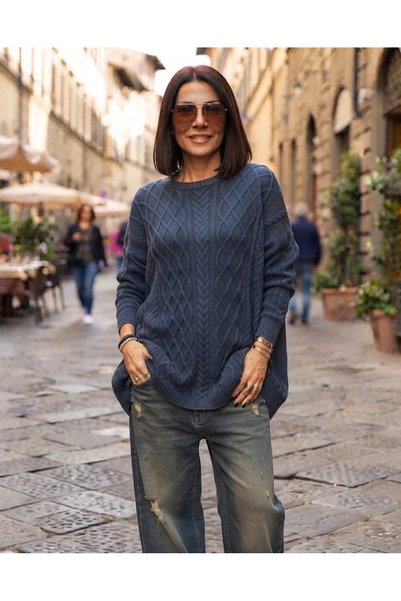 AYASOFYA OTANTIK Women's Round Neck Knitted Sweater, Antique/Washed, 100% Cot...