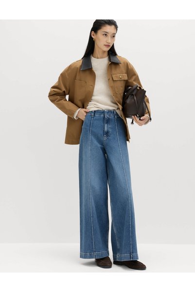 Marks & Spencer Dikiş Detaylı Wide Leg Jean Pantolon