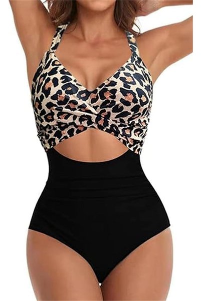 Generic Women's One Piece Swimsuits, Tummy Control Cutout High Waisted Bathin...