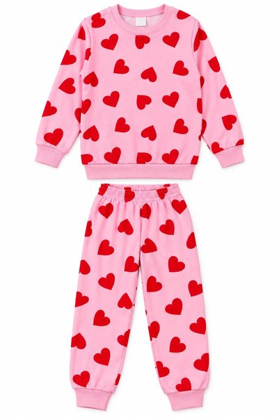 ALİŞ KİDS Girl's Cotton Cotton-Padded Pink Patterned Eye Patched Long Sleeve Winter Pajama Set