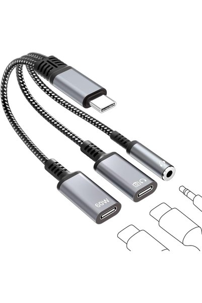 Generic ELEPHANTBOAT® 60W PD Type-C Audio Splitter, 3-in-1 USB-C to Headphone...
