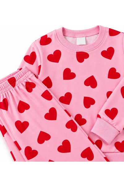 ALİŞ KİDS Girl's Cotton Cotton-Padded Pink Patterned Eye Patched Long Sleeve Winter Pajama Set
