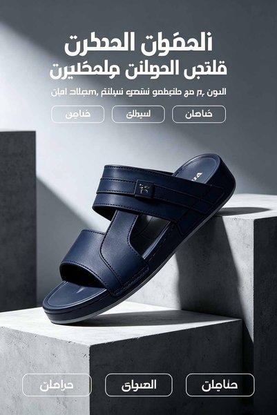 Al Masheel Store Saudi Made Men's Leather Arabic Sandals Dual Strap Wide Bed ...