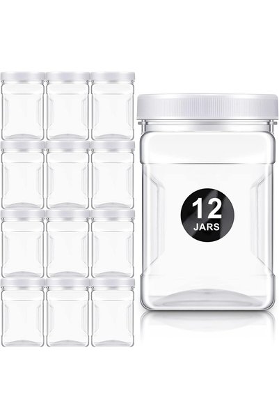Generic 6 عبوات من أوعية التخزين البلاستيكية الشفافة المربعة سعة 27 أونصة مع ...