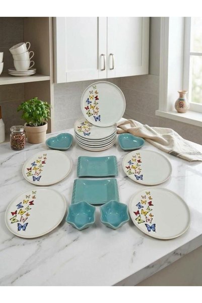 Keramika Breakfast Set Nordic Dance of Butterfly 18 Pieces for 12 People