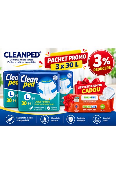 CLEAN PED Scutece pentru adulți CLEANPED ®   L, Talie 100–150 cm, Absorbție r...
