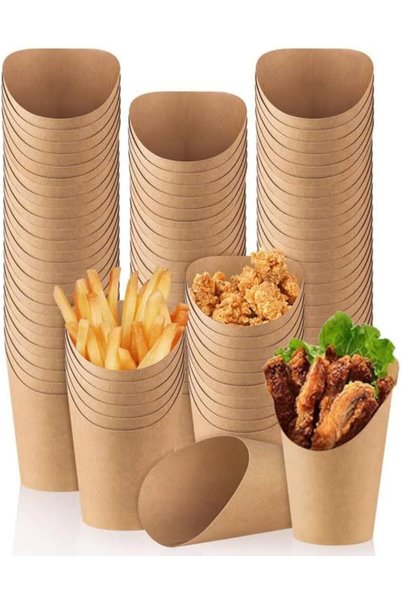 Generic 100 عبوة من أكواب البطاطس المقلية، أكواب شاركتوري سعة 12 أونصة، حامل ...