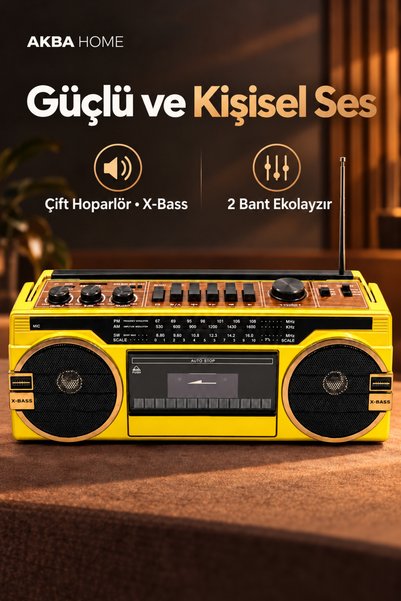 crownwell Boombox Kasetçalar Bluetooth Özellikli Radyo Ekolayzırlı
