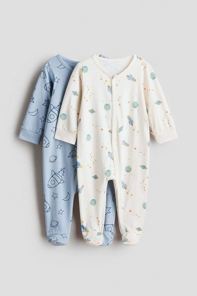 H&M 2-pack cotton sleepsuits