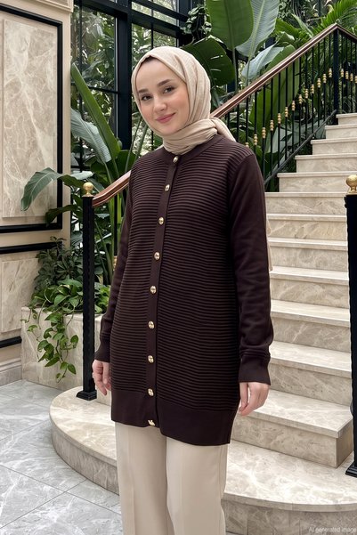 Nuss Buttoned Front Knitwear Cardigan 605 Brown
