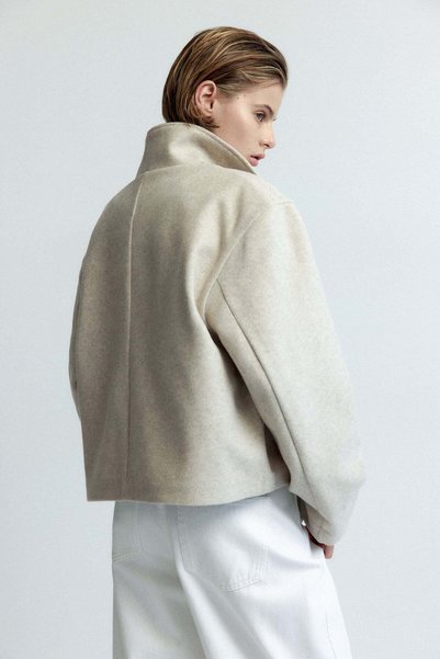 H&M Felted funnel-collar jacket