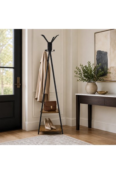 MiLi Modern clothes hanger with wooden shelves