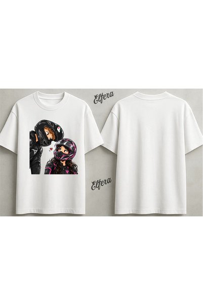 ELFERA Motorcycle Lover Couple Combination Printed Unisex T-Shirt