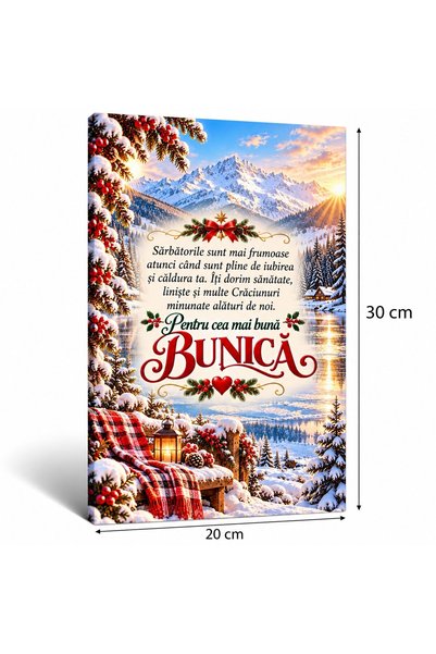 OEM Tablou pe pânză cu mesaj: "Pentru cea mai bună BUNĂMĂNĂ", Model de Crăciu...