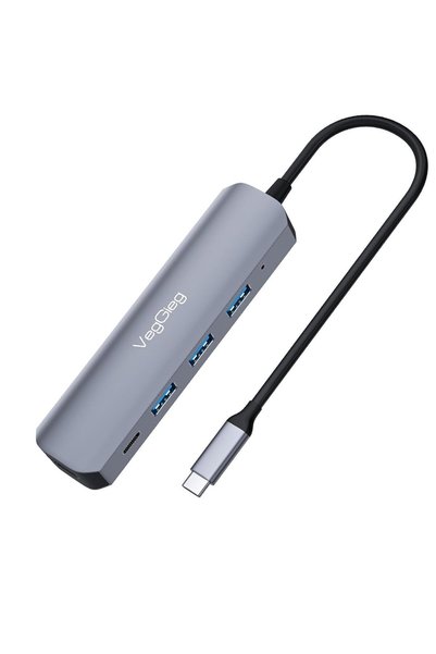Veggieg Type-C to HDMI Type-C PD 2*USB 2.0 + USB 3.0 Çoklayıcı Dönüştürücü Hub