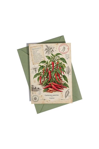 OEM Felicitare Botanică cu Ardei Iute Cayenne – Colecția Chili