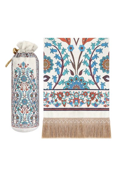 Bursa İpek Green Ivy Pattern Velvet Prayer Rug