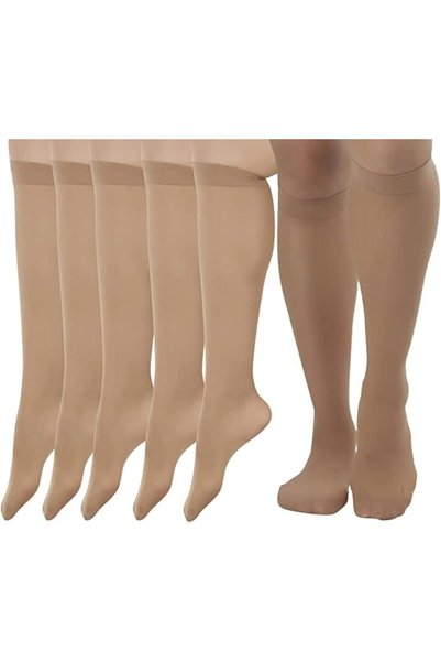 Generic جوارب نسائية شفافة عالية الكاحل - عبوة من 6 قطع