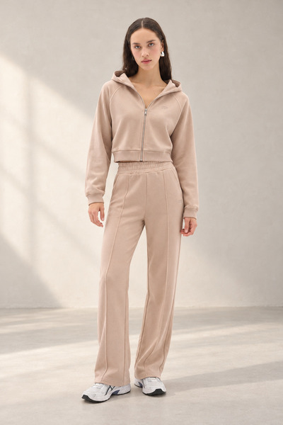 Wear Three Points Women's 3 Thread Cotton Hooded Zipper Sweatshirt and Wide L...