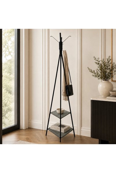 MiLi Modern clothes hanger with wooden shelves