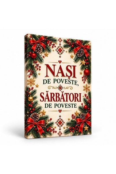 OEM Tablou pe pânză cu mesaj: Poveste Naști, Poveste Sărbători, Model Crăciun...