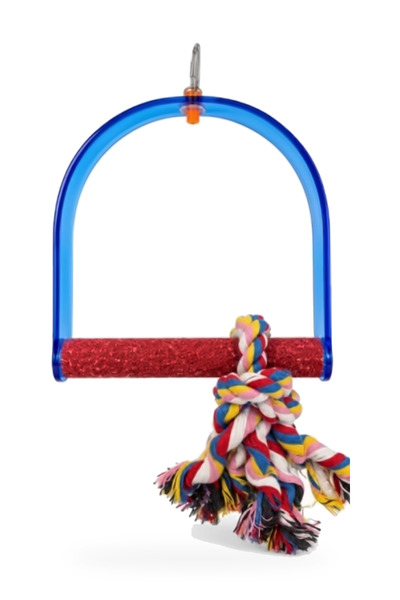 Generic Brand Bird Swing with Rope Toy - 24 x 23 cm, Blue
