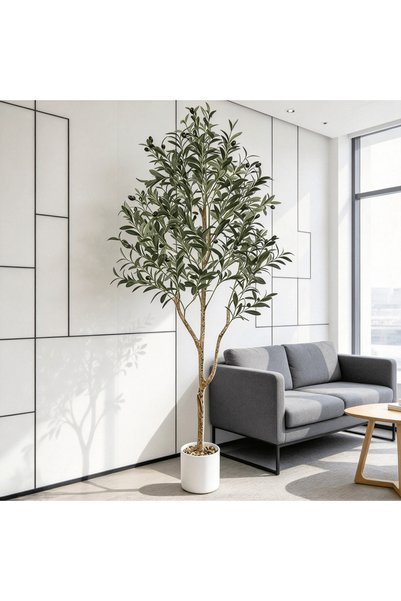 BESTONE Adjustable Branch Artificial Olive Tree 150cm, White Pot, DIY Shaping...