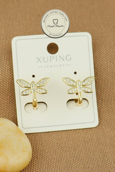 Keyifli Hayaller أقراط Xuping - أقراط Xuping الذهبية بتصميم حلقة على شكل اليع...