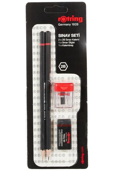 Rotring Ro-2090068Wk Exam Set - Exam Pencil, Eraser, Pencil Sharpener, Black