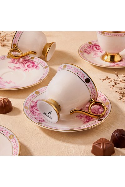 Aryıldız Nostalgie 12 Parça 6 Kişilik Kahve Fincan Takımı Pembe 100 ml