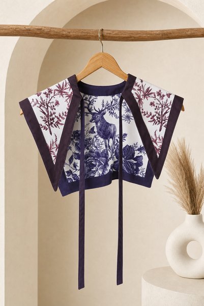nehir eşarp Deer and Flower Pattern Collar Shoulder Scarf 60X55 cm