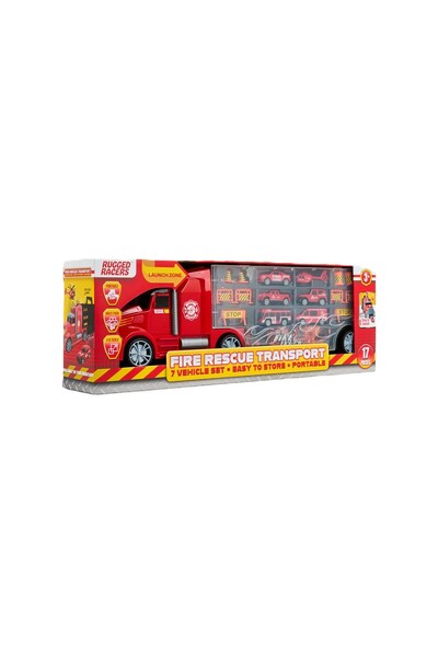 Generic 7 Fire Rescue Transport Vehicle Set, Red