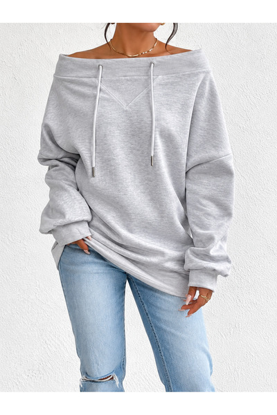 Machetta Damen-Sweatshirt mit verstellbarem Kragen und Kordelzug aus 100 % Ba...