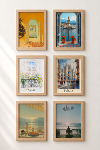 HOMEPACK 6 Piece Calm Moments in Italy Framed Painting Set Italy Posters Wall...
