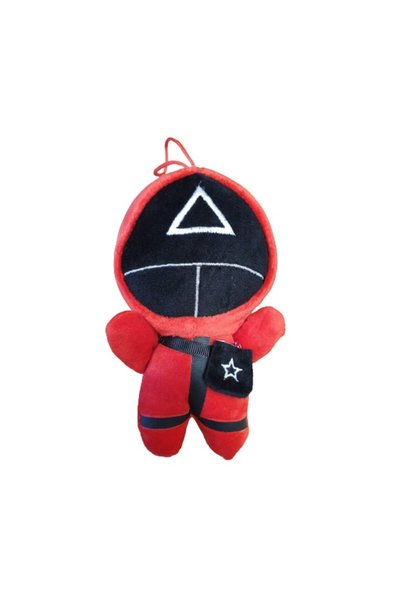 OEM Figurină de pluș Squid Game, Soldatul Triunghiului, 15 cm, Roșu