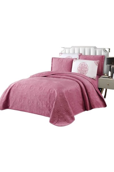 JOJO HOME Cuvertură de pat, pentru 2 persoane, 5 piese, 220x240 cm, roz