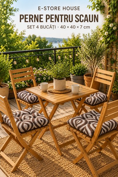 RALEX PUCIOASA Set 4 perne pentru scaun Brown Harmony, 40 × 40 × 7 cm, pentru...