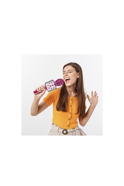 OEM Microfon Karaoke pentru copii Wireless WS-858, Difuzor integrat, Card SD, multifuncțional, stereo, Roz