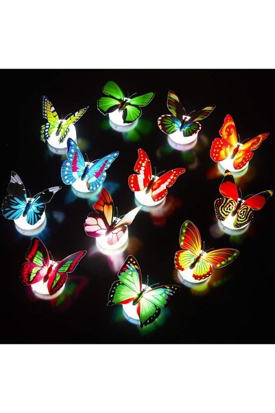 Noonedibs 12 piese LED fluture decorațiuni lumini de noapte colorate lumină d...